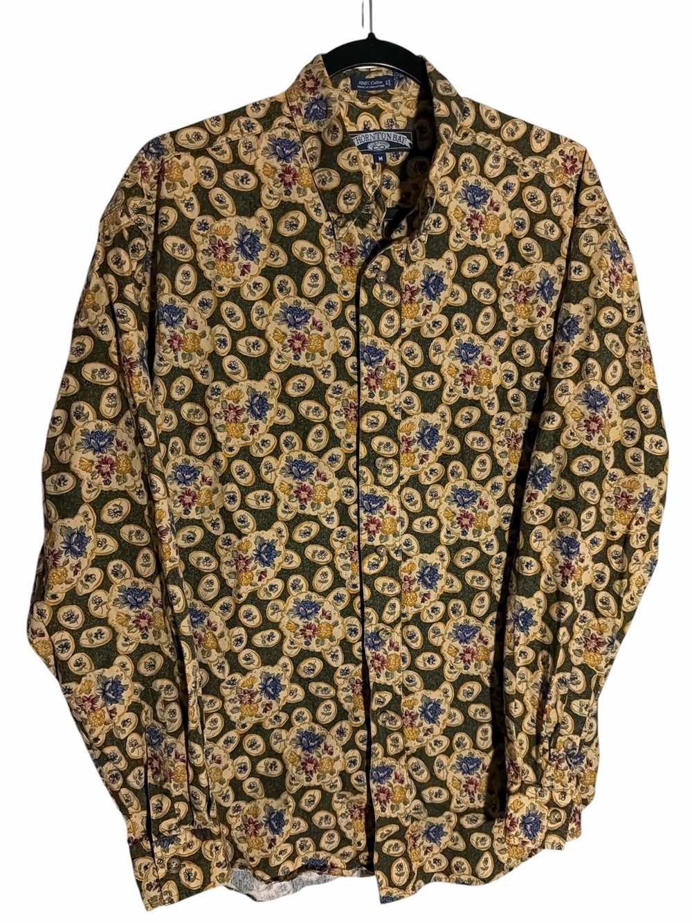 Vintage Thornton Bay floral art Print Cotton Shirt Collar shirt size medium